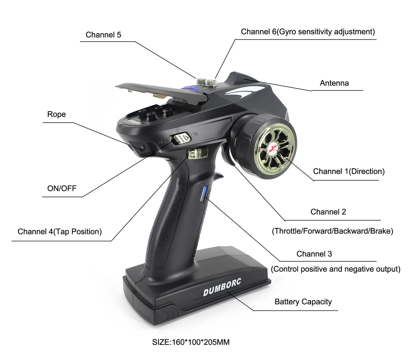 DD-X6 2.4Ghz 6 Channel RC Transmitter with Gyro Inside Receiver Low Power Alarm and Out of Control Protections Radio Controller