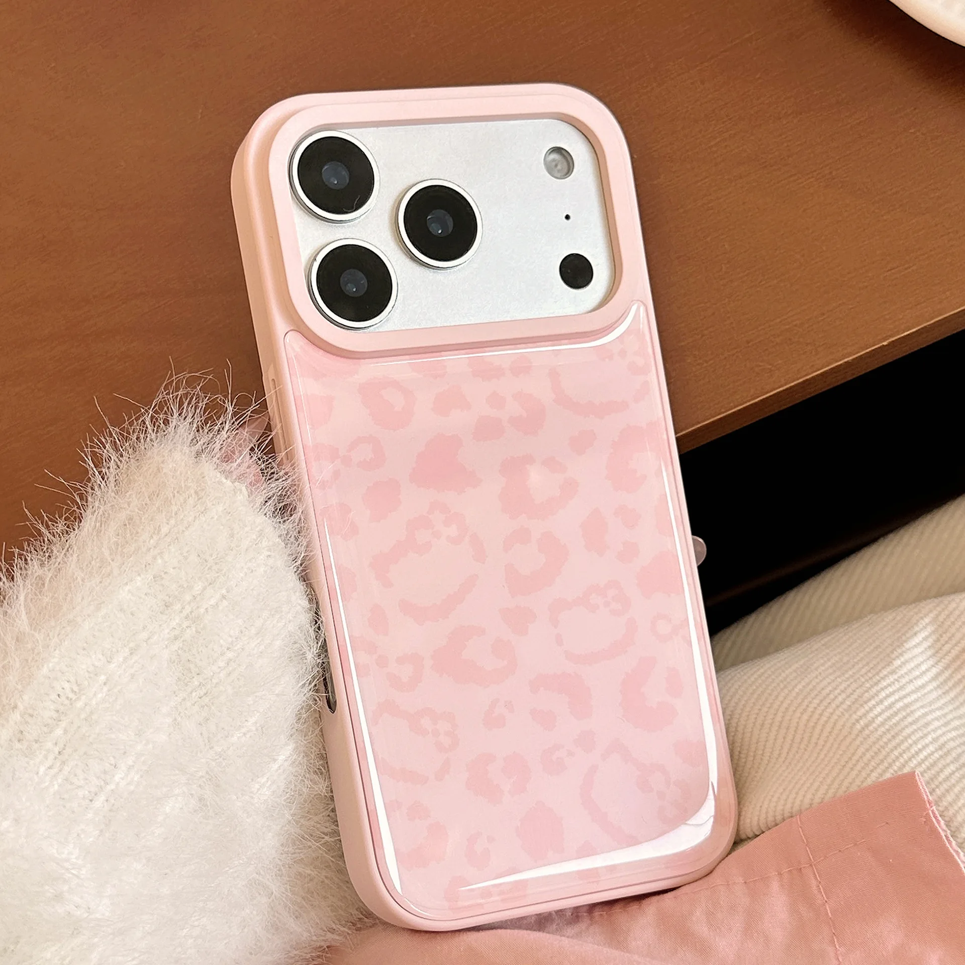 

Корейский чехол для телефона с розовым леопардовым принтом и бантом для iPhone 17 16 15 14 13 Pro Max, задняя крышка