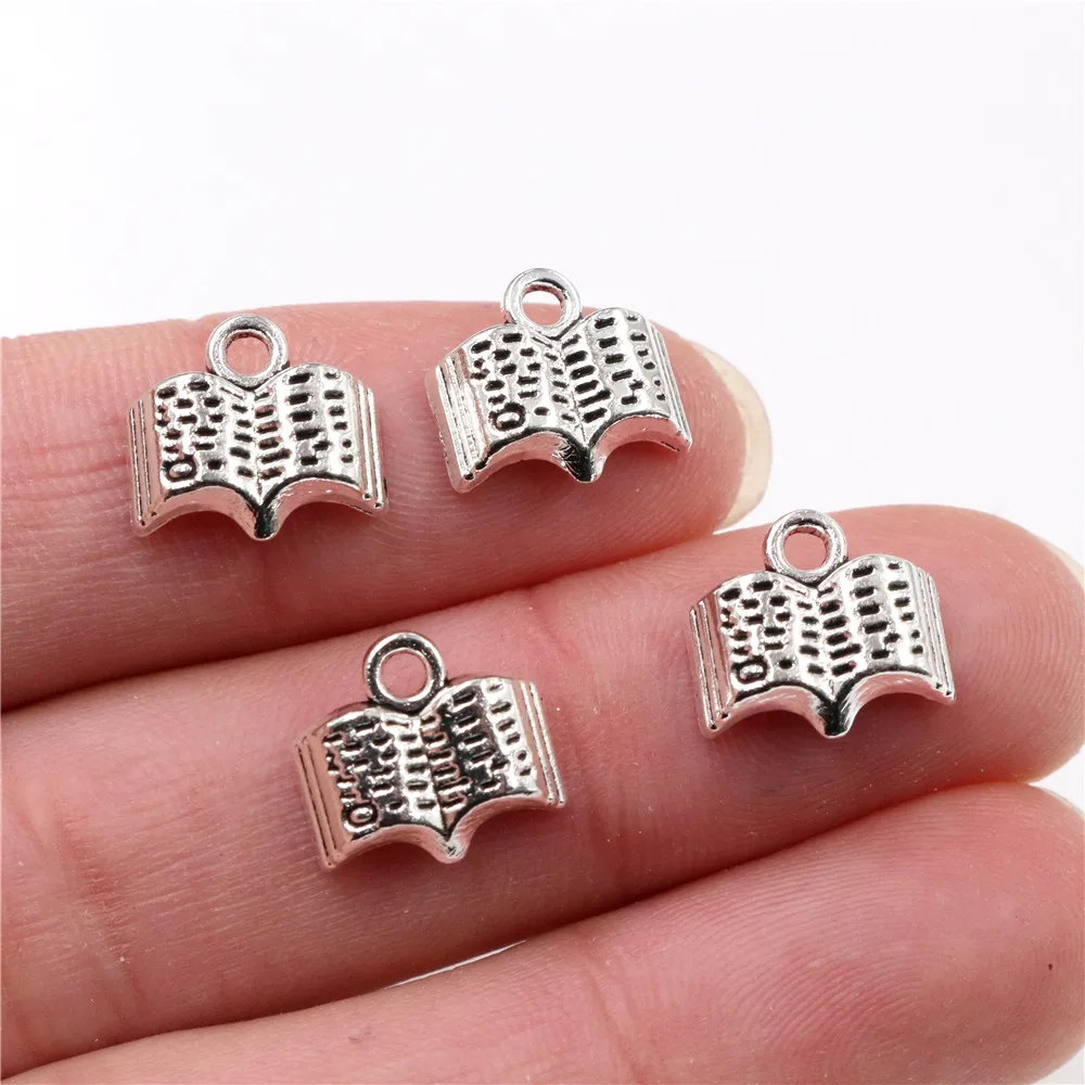 12x11mm 30 sztuk Antique Silver Plated książki ręcznie Charms wisiorek: DIY dla bransoletki necklace-Q4-42