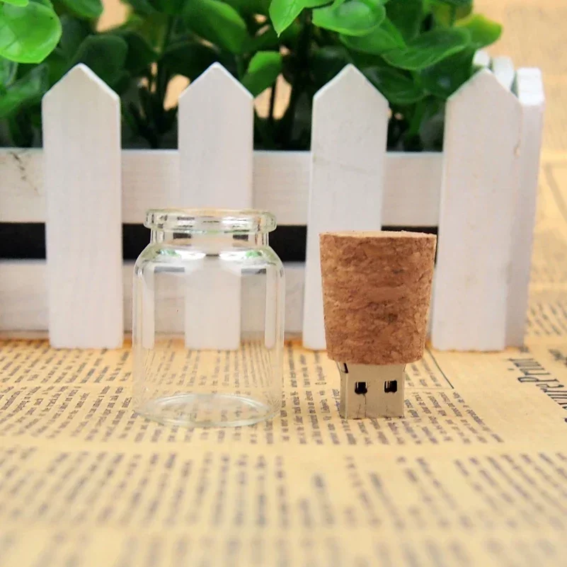 10pcs/lot USB 2.0 Glass Drift Bottle with Cork Flash Drive Stick Pendrive 4GB 8GB 16GB 32GB 64GB 128GB Wedding Gift