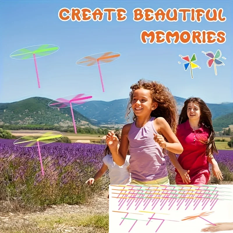 50 unids/set libélula vibrante colección de juguetes voladores fácil de montar juguetes educativos portátiles de colores brillantes para fiestas