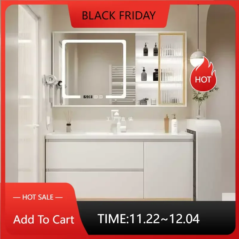 

Nordic Bathroom Vanity Cabinet With Ceramic Sink Combination Set Modern Floor Cabinet Washstand Stone Slab One Basin Hand Wash