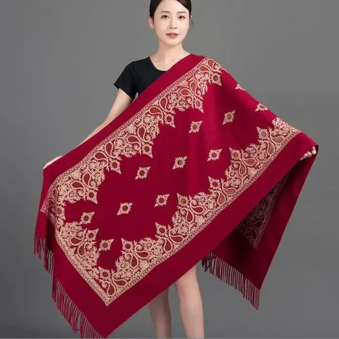 

Fashion Shawl Cashmere Wrap Scarf Women Shawl Scarf Ethnic Style Warmth Luxury Warm Scarves Floral Women Embroidery Flower Shawl