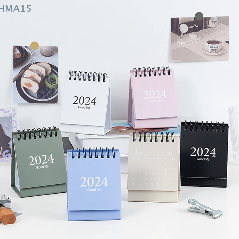 2023/2024 Calendar Delicate Simple Desk Fresh And High-end Mini Desktop Note Coil Calendar For Book Office School Supplies