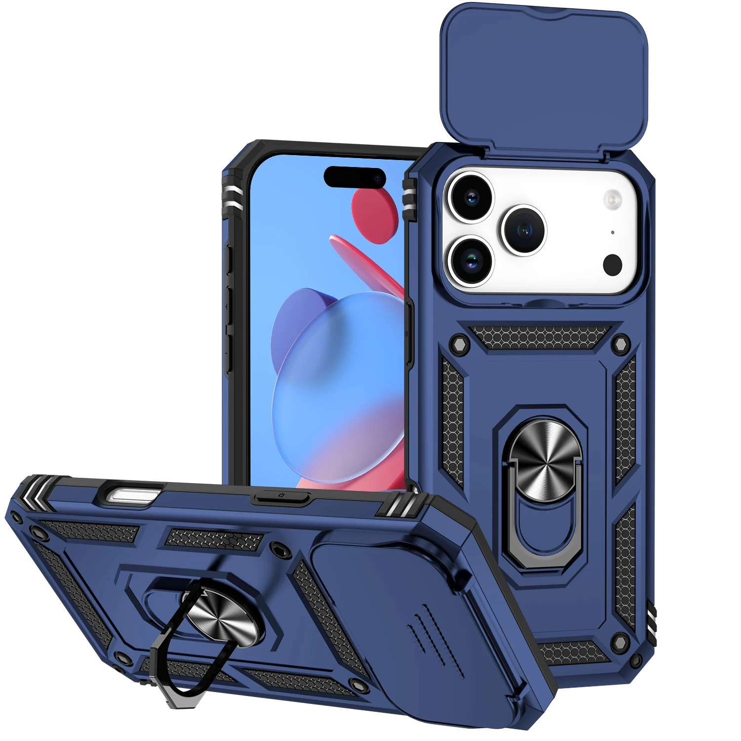 For iPhone 17 Pro Max Case Kickstand Bumper Phone Shell Heavy Duty Armor Hard for iPhone 16 Pro Max 16 Plus iPhone 17 Air Cover