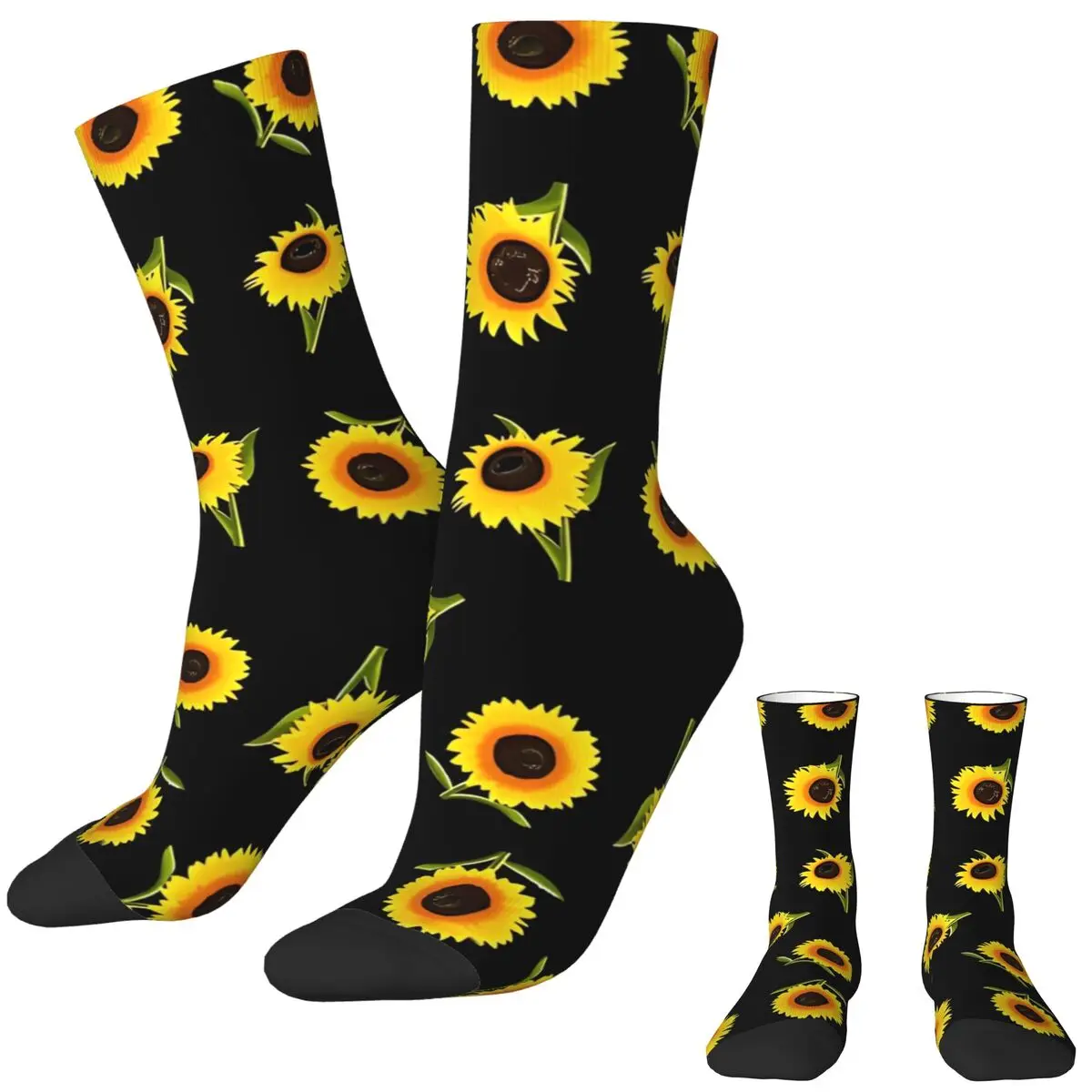 Sunflower Pack Patter Stockings Printed Trendy Socks Autumn Non Skid Socks Men Running Sports Warm Soft Socks