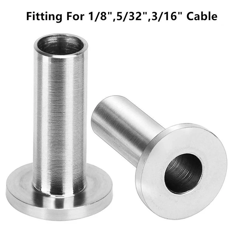 AT21-120 Pack Stainless Steel Protector Sleeves For 1/8 Inch 5/32 Inch Or 3/16 Inch Cable Railing, T316 Marine Grade Cable Raili