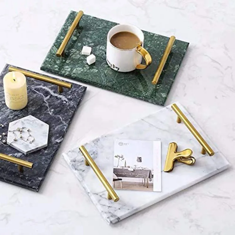 Table Center Tray Luxury Display Trays Hospitality Provide Pretty Dish Tray Table Sweet Fruit Decoration Aesthetic Marble Plate