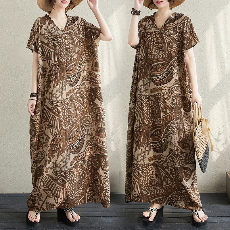 

Женская одежда больших размеров H-образной формы Midi Dr V-Ne Overhead, одежда больших размеров, мамина гардеробная, летняя хлопковая юбка Svel ort