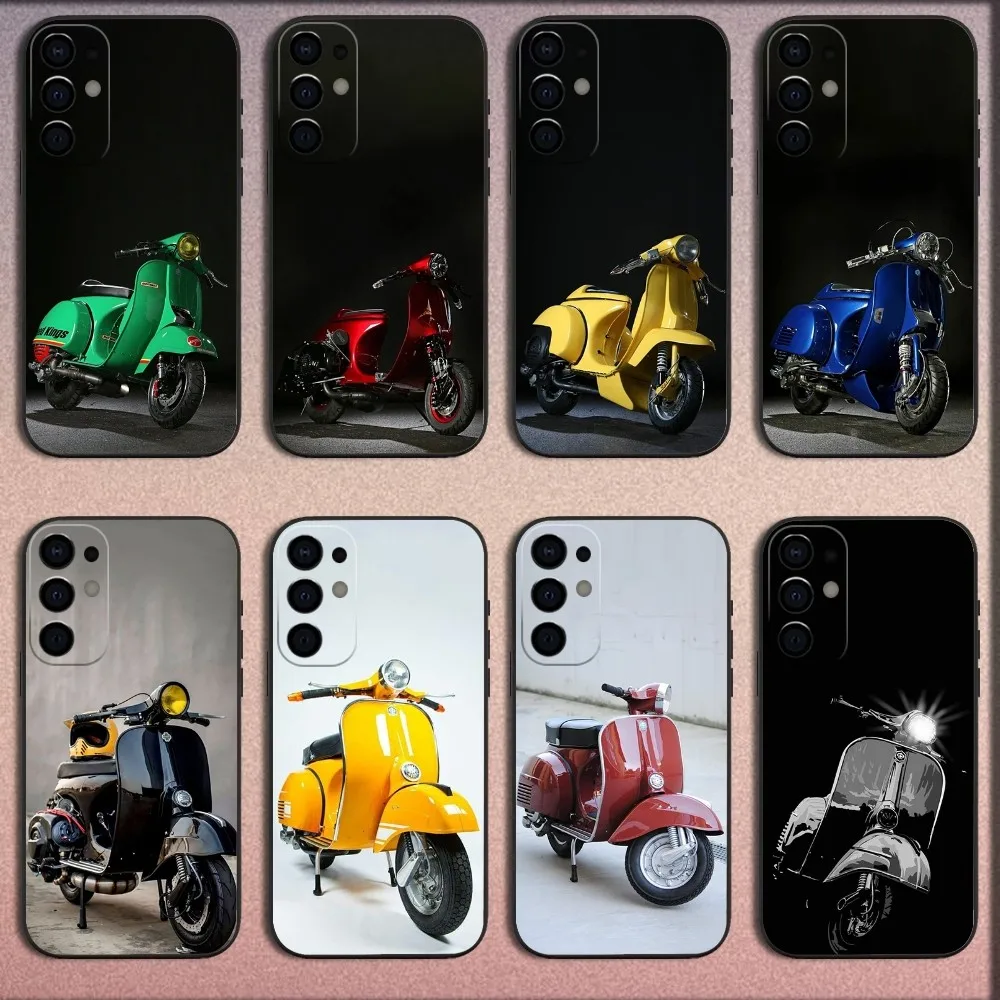 Funda de teléfono V-Vespa Scooter Moto para Samsung S25,S24,S21,S22,S23,S30,Ultra,S20,Plus,Fe,Lite,Note,10,9,5G, funda suave negra