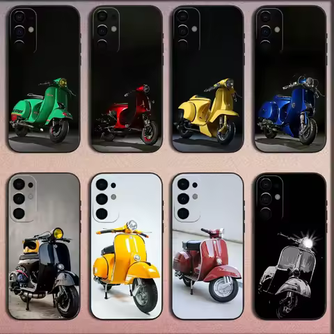 V-Vespa Scooter Moto Phone Case For Samsung S25,S24,S21,S22,S23,S30,Ultra,S20,Plus,Fe,Lite,Note,10,9,5G Black Soft Cover