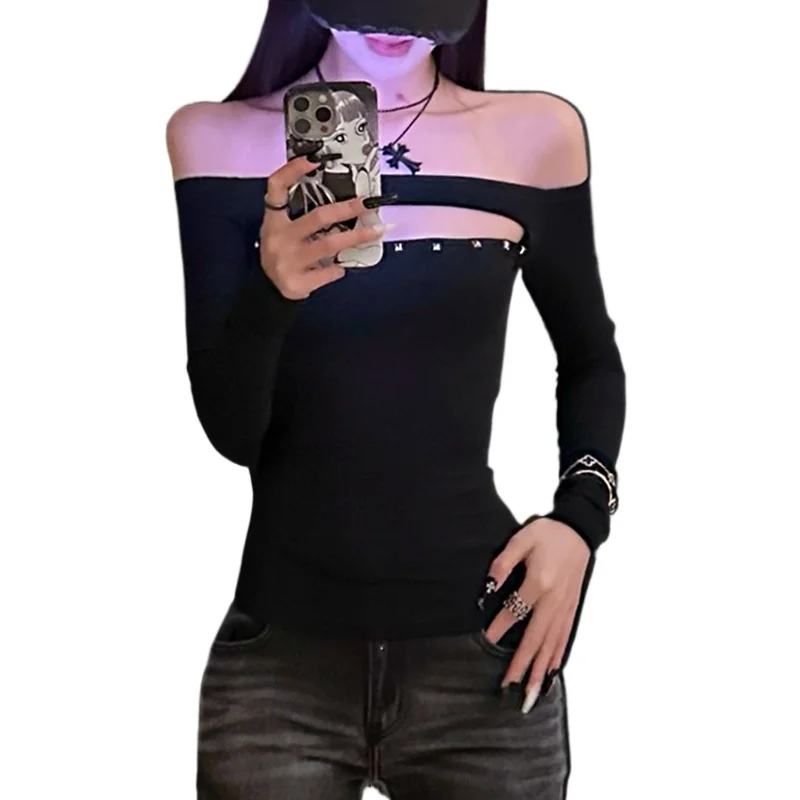 

Spring Autumn New Pure Desire Style Spice Girl Short Long-sleeved T-shirt Female Slim Thin Versatile Design Bottoming Shirt Top