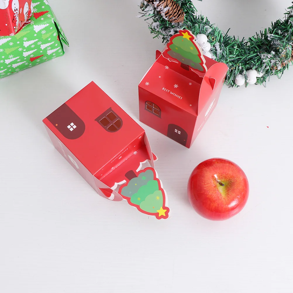 

24 Pcs Christmas Eve Apple Box Gift Boxes Decorative Storage Lovely Candy Cases Favor Creative Cartoon Paper Novel Wrapping