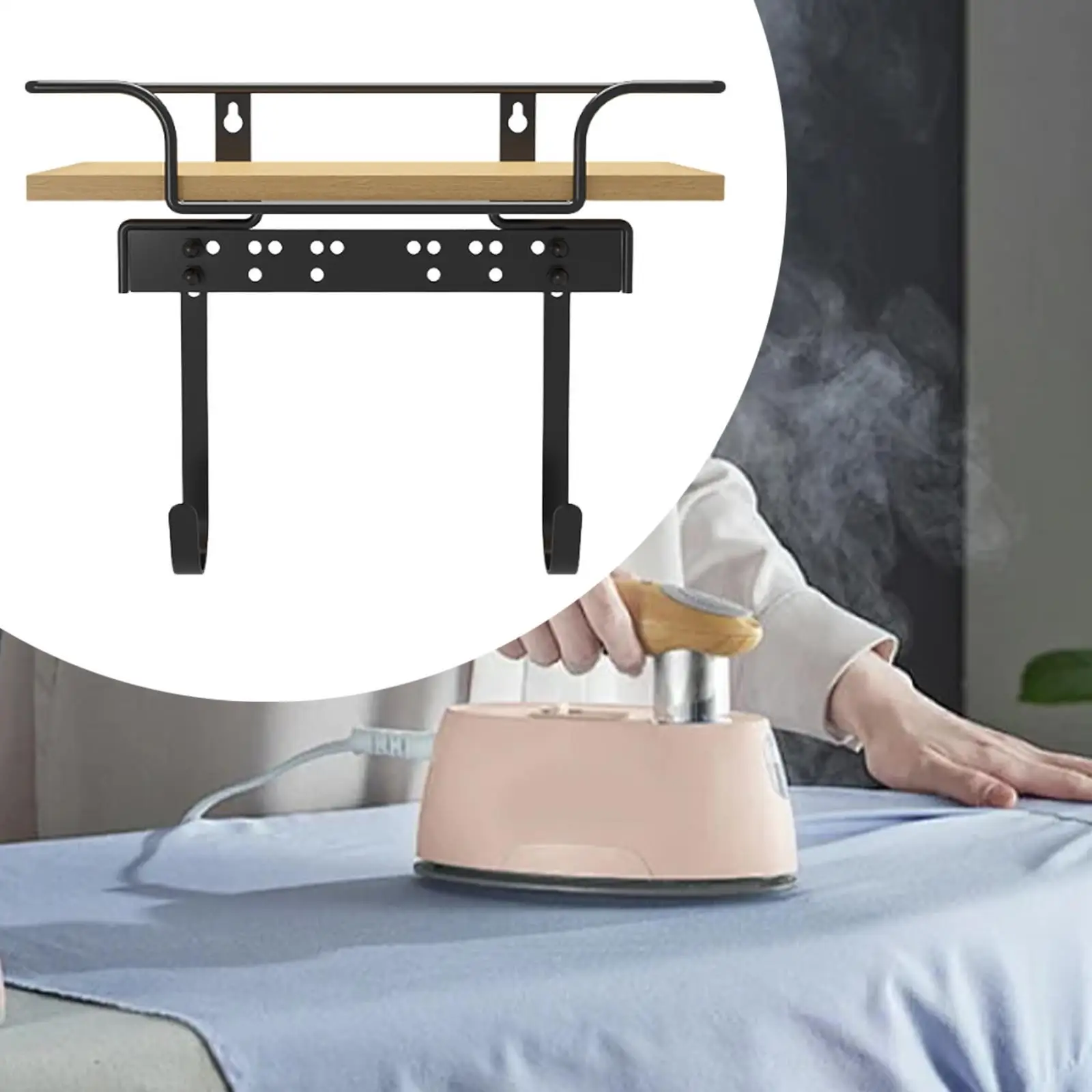 Ironing Board Rack Storage Rack Metal Foldable Multipurpose Electric Iron Hanger Wall Mounted for Household Bathroom Bedroom