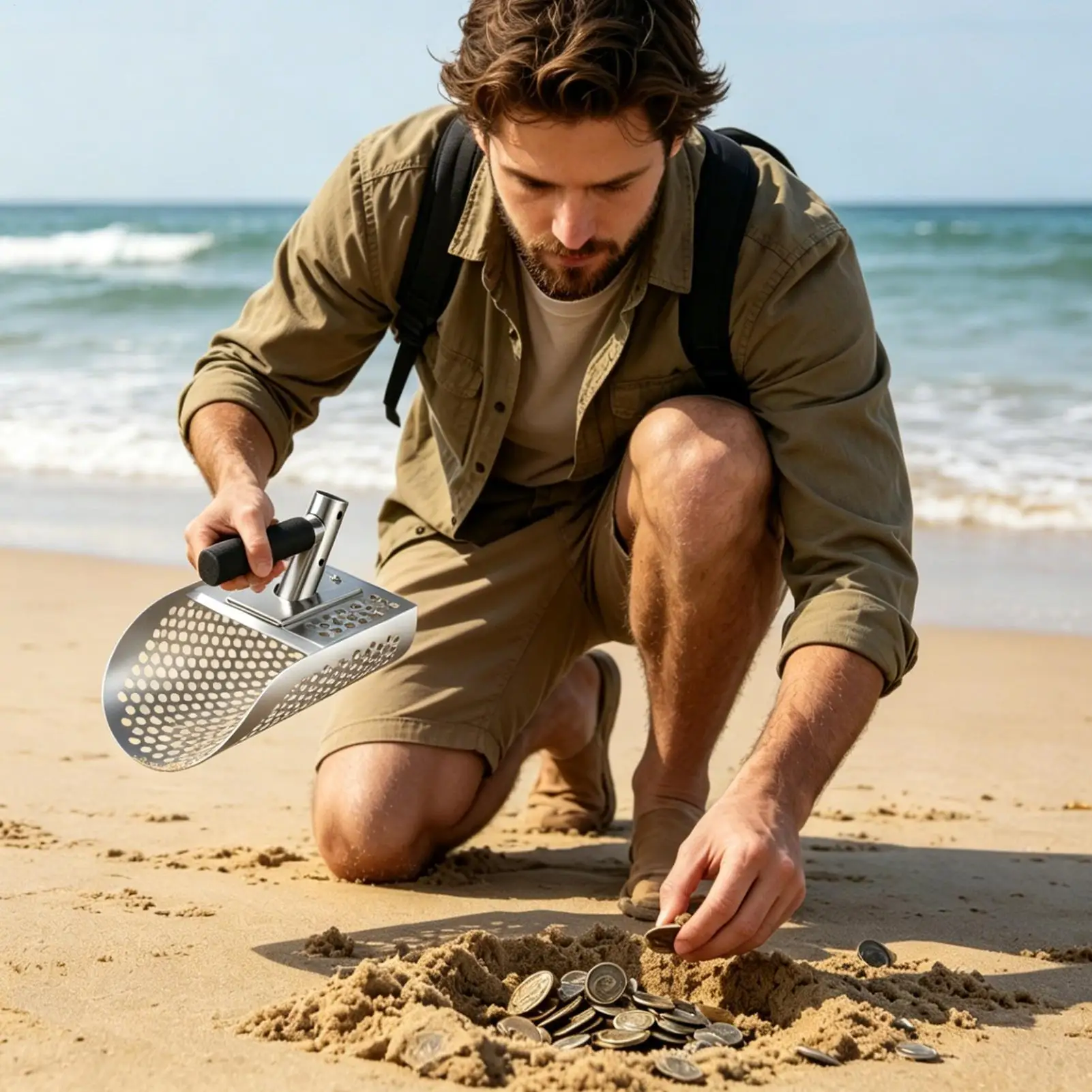 Sand Shovel Handheld Heavy-Duty Digging Tool Metal Detecting Shovel For Adults Hobbyists Enthusiast Archaeology Students Park