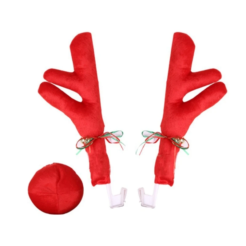 Reindeer Car Set Reindeer Car Antlers &  Nose Set Holiday Automobile Decorations Set Party Accessory DropShipping