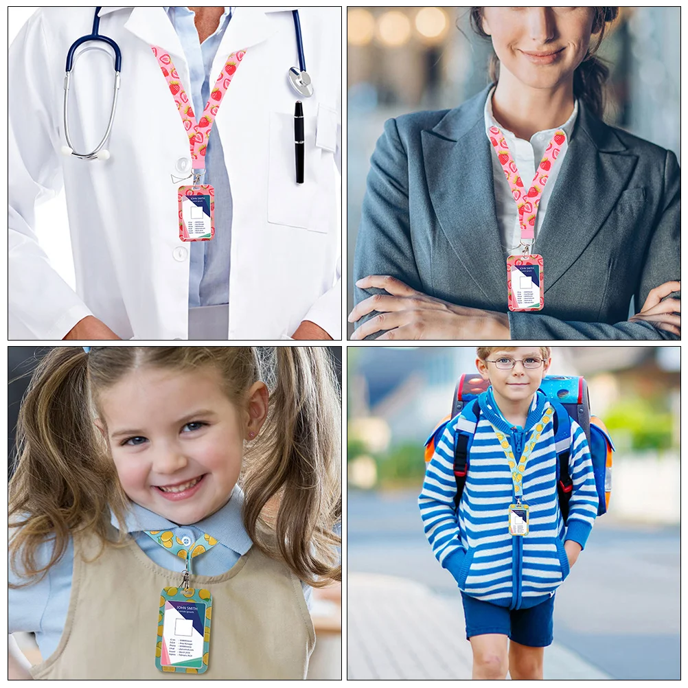 

2Pcs ID Badge Lanyards Certificate Holder Bus Cards Cover Protective Card Sleeve Student Teacher Use Long Lasting Design