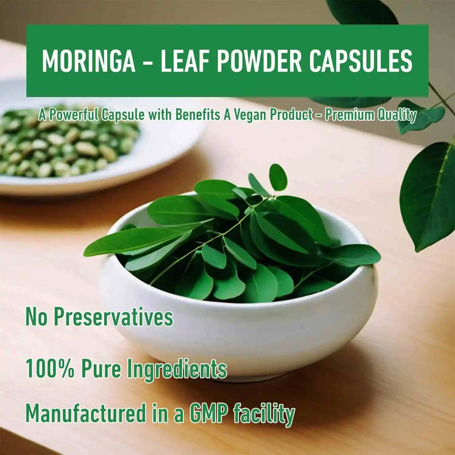 Moringa Capsules - Promote Bone, Joint, Immune Health | Enhance Energy, Endurance, Concentration