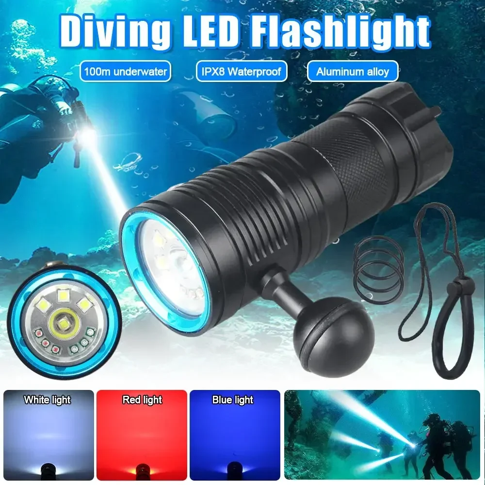 Professional 100M Underwater lamp LED Photography Light Lamp Diving Flashlight Waterproof Video Camera torch lanterna demergulho