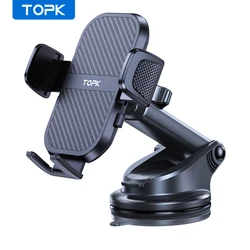 TOPK Car Phone Holder Mount Adjustable Cradle 360° Rotation for Car Dashboard/Windscreen One Button Release for 4.0-6.7 Phones
