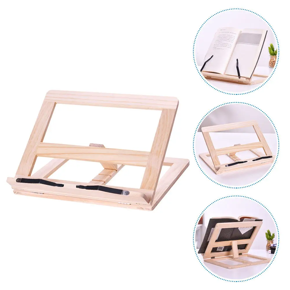 Wooden Adjustable Book Stand Multi-Function Desktop Reading Rack for Books Magazines Sheet Music Recipe Cookbook Holder