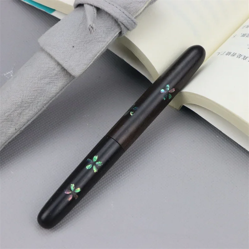 New BALAOYE Ebony Five-star Solid Wood Fountain Pen Import Fine F 0.5mm Nib Business High-grade Collection Black Writing Ink Pen