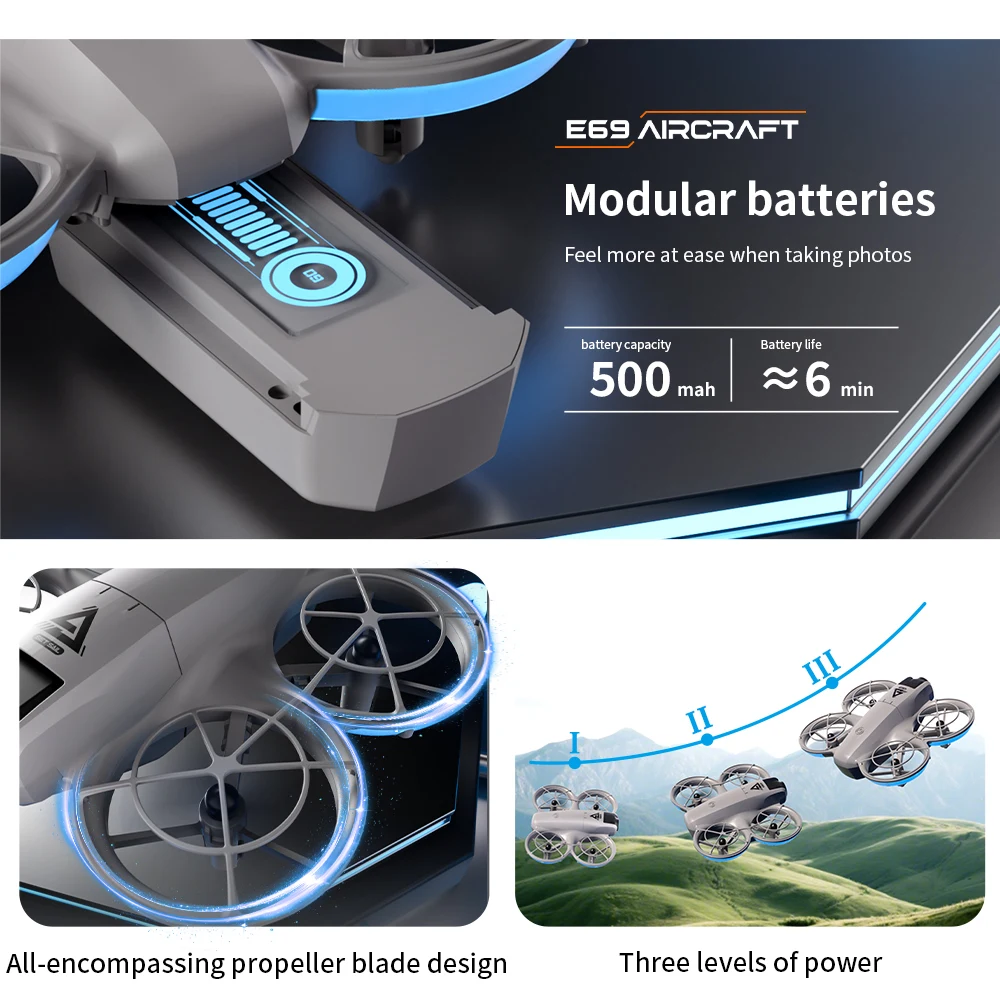 Neue E69 RC Mini Drohne 8K HD Kamera mit Fernbedienung Hindernisvermeidung WiFi FPV Quadcopter Jungen Spielzeug Drohne für Geburtstagsgeschenke