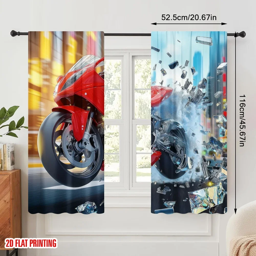 2pcs,2D plane printing Curtain Popular SpeedBurst Versatile Polyester Fabric (without rod) Decorations Inside Perfect for