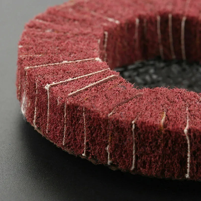 เส้นใยล้อขัดโรตารี่เครื่องมือรอบสนิม Pad สําหรับโลหะไม้ FLAP Disc Buffing Abrasive 320 กรวด 100 มม.