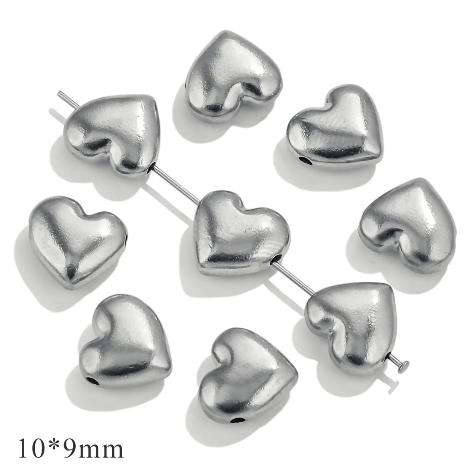 10 Pcs 304 Stainless Steel Valentine's Day Beads  Heart Loose Small Spacer Bead For DIY Braclet Jewelry Making Accessories