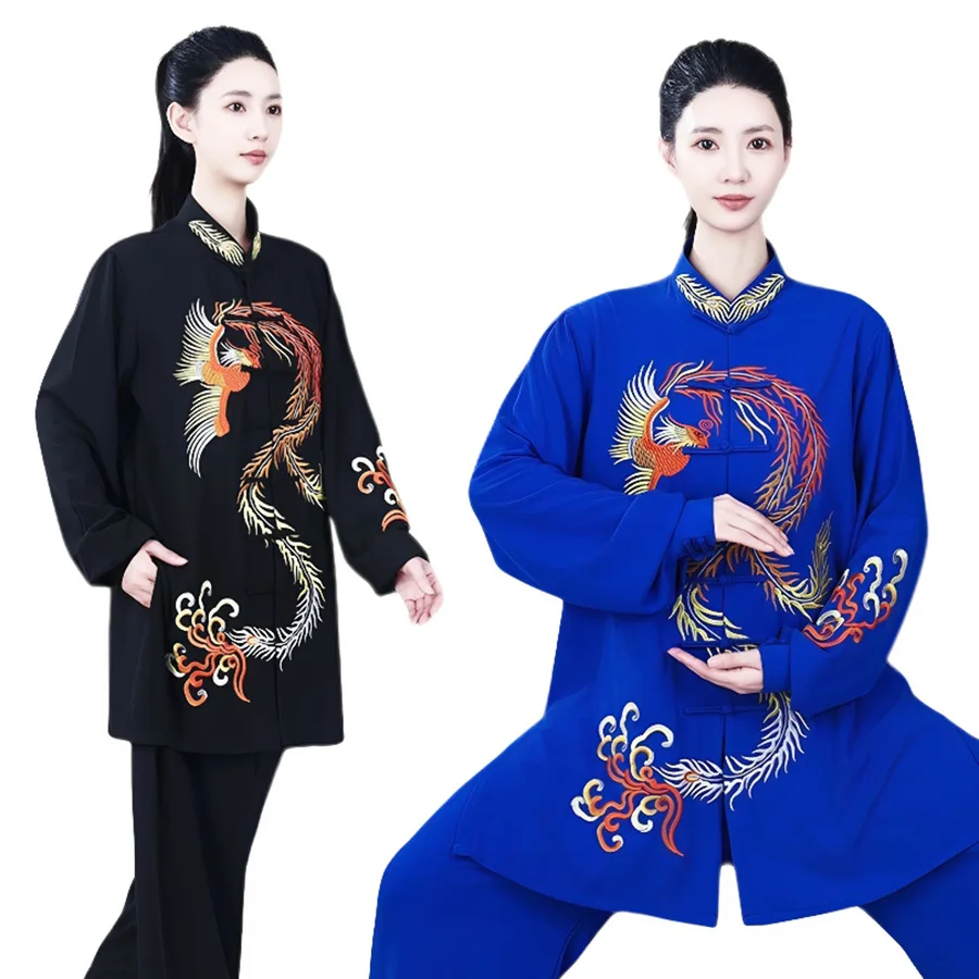 

USHINE Chinese Tai Chi Uniform Traditional Wushu Kungfu Suit Dragon Embroidery Martial Arts Wing Chun Training Morning Exercise