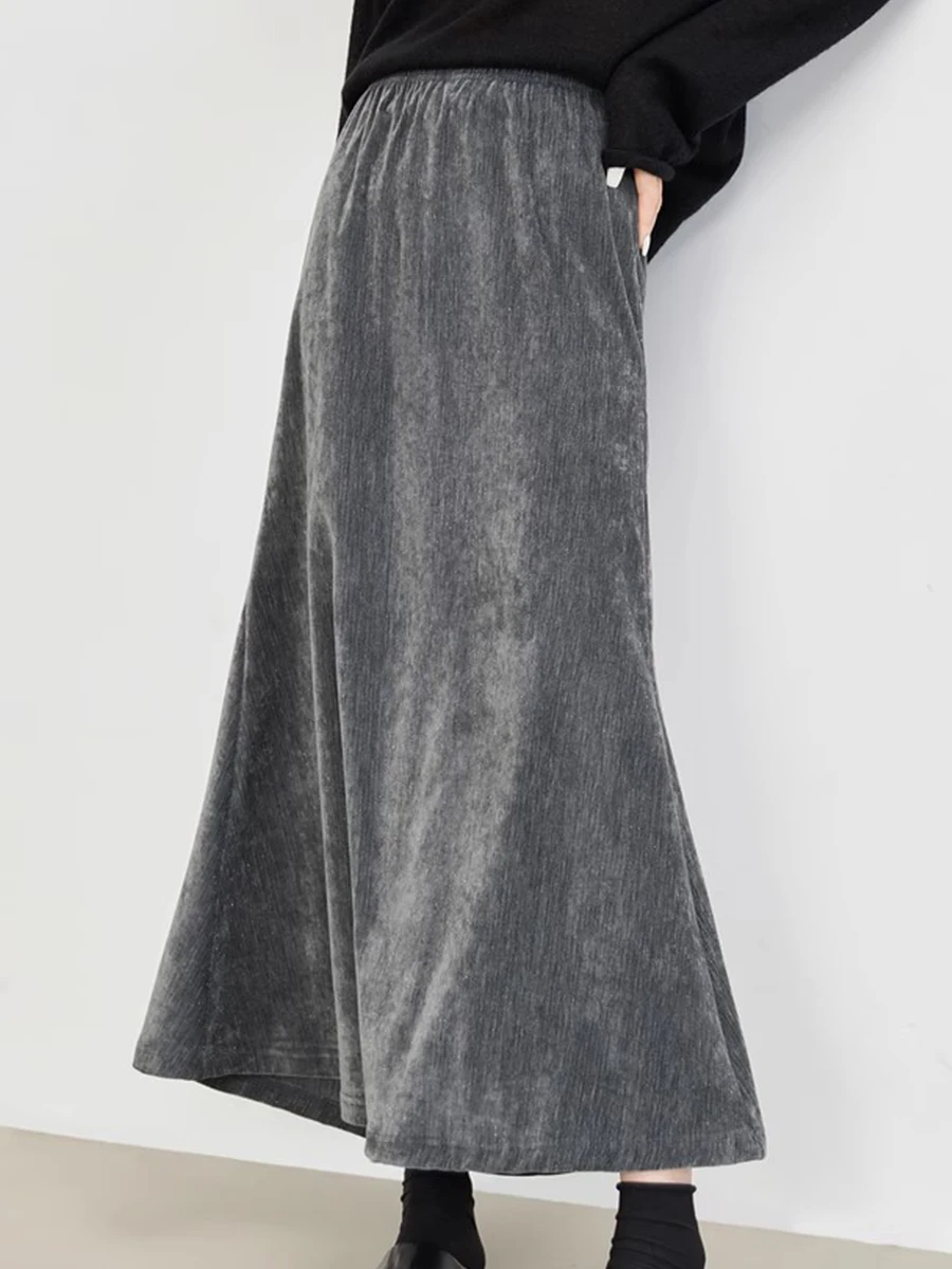 

KBOL iny Velvet f Skirt Women's Korean Sle High Waist Slimming Midi Skirt Spring Autumn New Sle Vintage Fi Tail Skirt