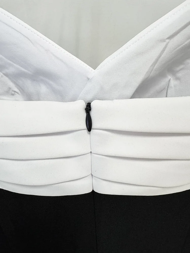 Französisches elegantes Retro-Temperament, sexy Schlitz, langes Kleid, V-Ausschnitt, ärmellos, hohe Taille, schmale Passform, figurbetonte Abendkleider für Frauen