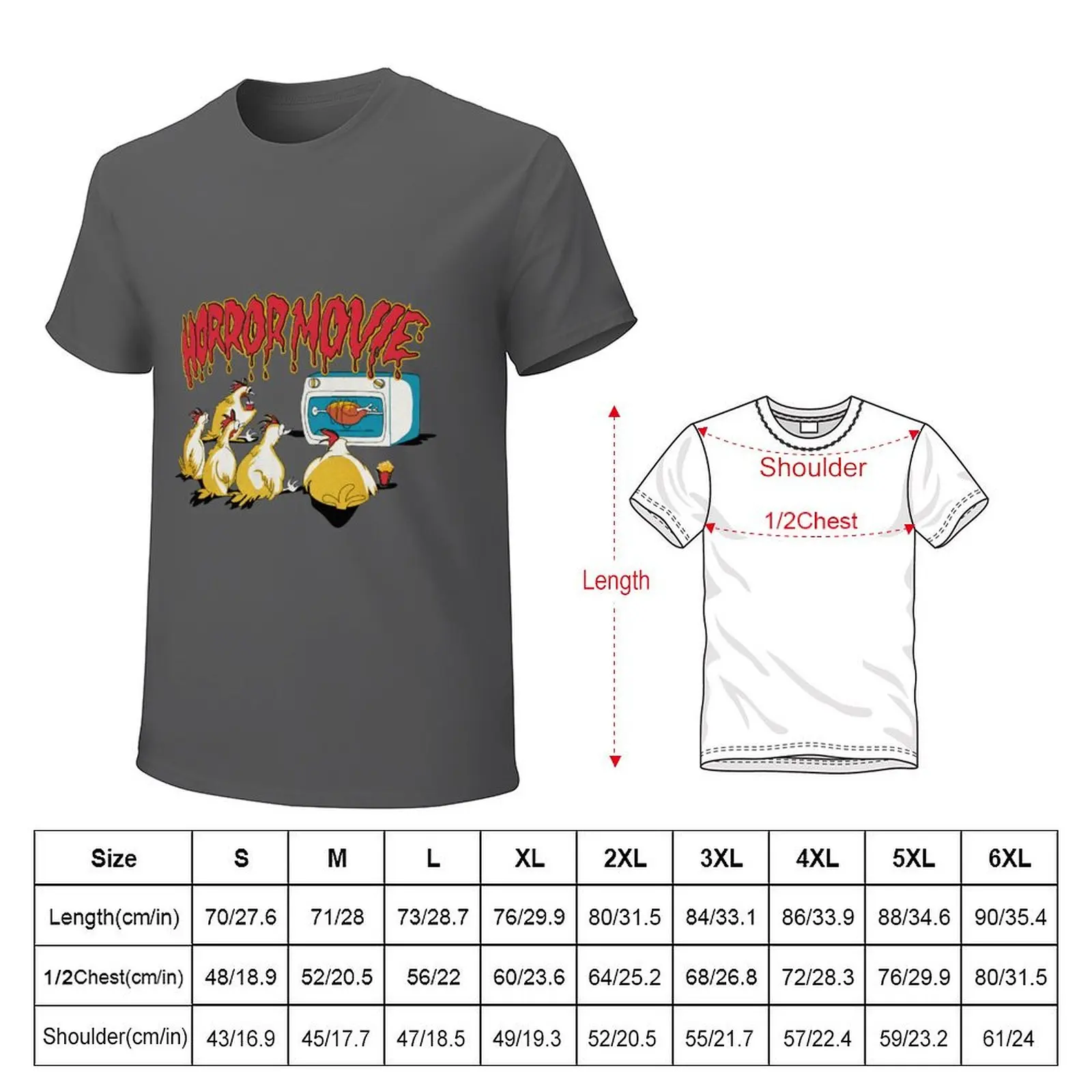 Comic chicken horror movie humour T-Shirt kawaii clothes aesthetic clothes anime clothes sweat mens big and tall t shirts