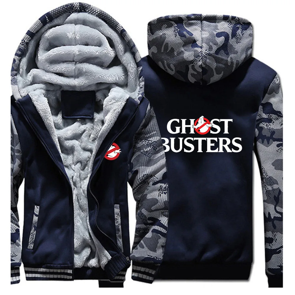 Ghost Busters 2024 New Men Hoodie Winter Thick Warm Fleece Zipper Coat Casual Daily Sportwear Streetwear Hoodies Sweatshirts