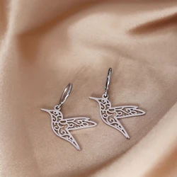 CHENGXUN Hollow Flying Bird Earrings Animal Pendant Hoop Earring Simple Jewelry Birthday Party Gifts for Women Men