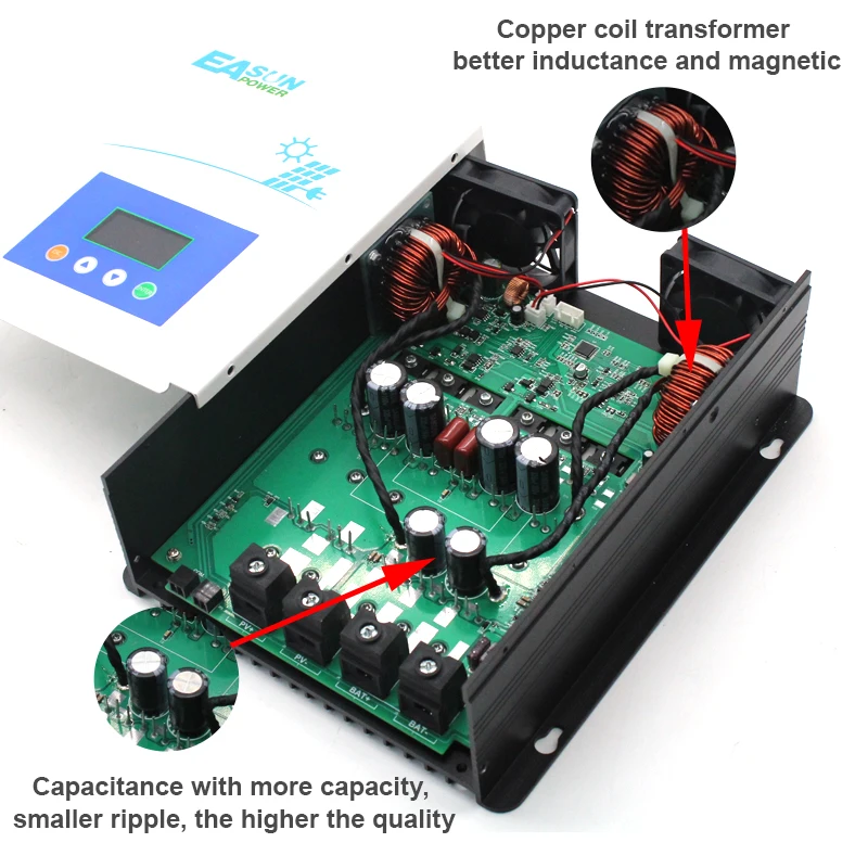 Easun เครื่องชาร์จพลังงาน12V 24V 36V 48V 80 AMP สายไฟตกแต่ง MPPT 80A เครื่องควบคุมการชาร์จพลังงานแสงอาทิตย์