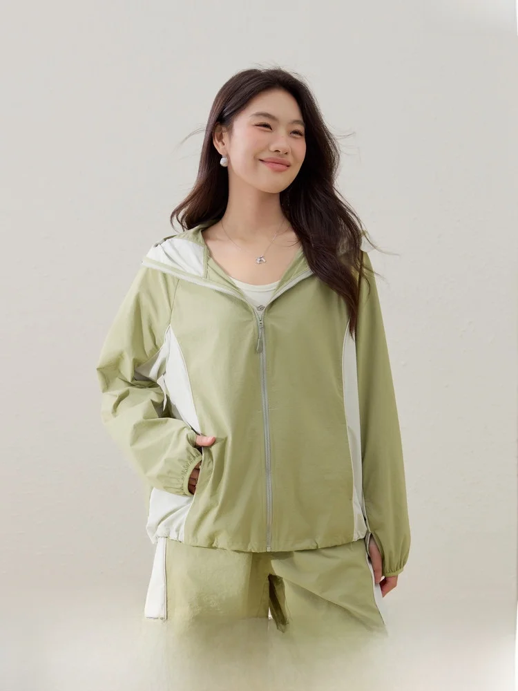 

Outdoor Sports Casual Comfortable Large Size Women's Fashion Set Slim Fit Zipper Closure Long Sleeve Hooded Regular Length