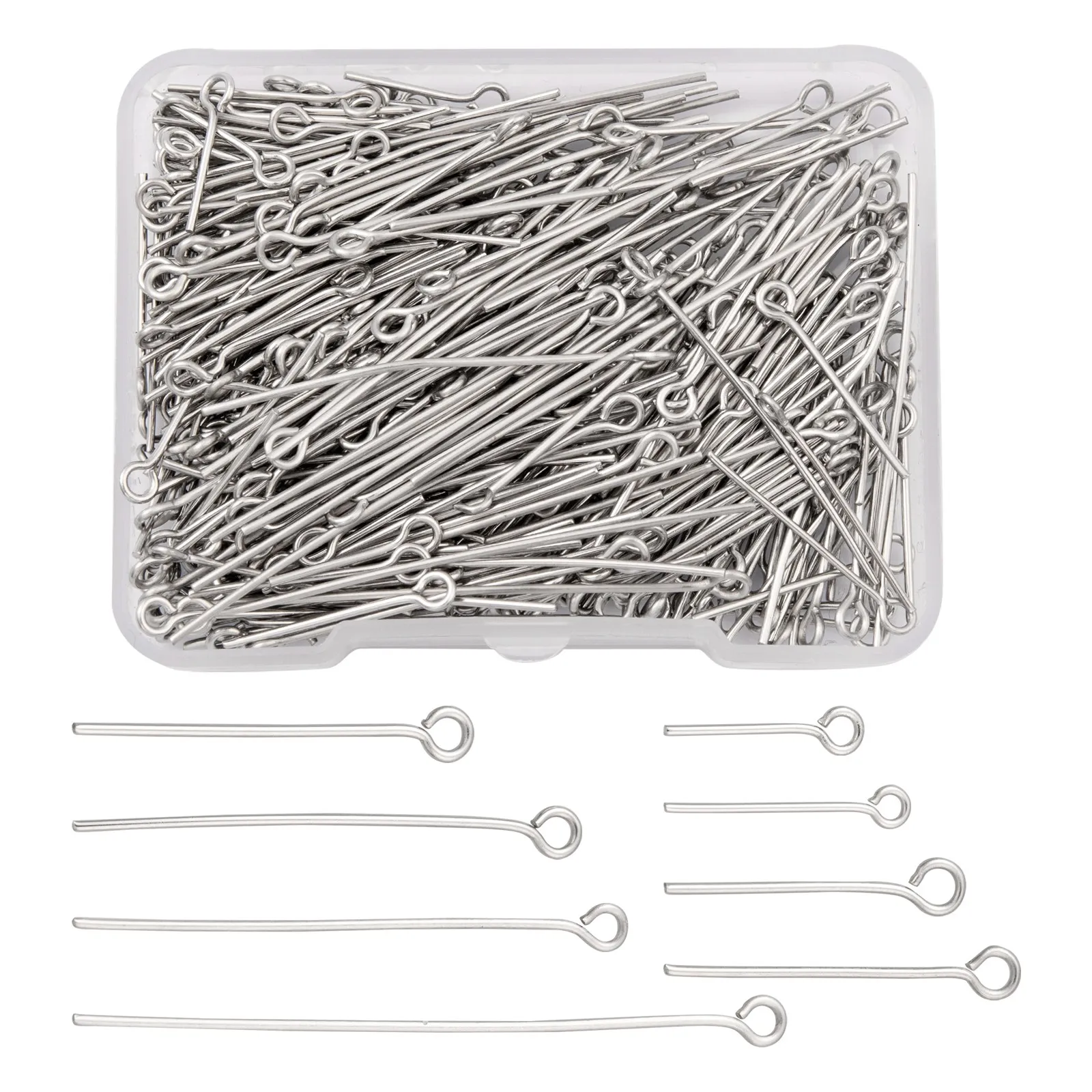 304 Stainless Steel Pin Beading Eye Pins Flat Head Pins Ball Head Pins Bead Connector For Jewelry Findings Making DIY Supplies