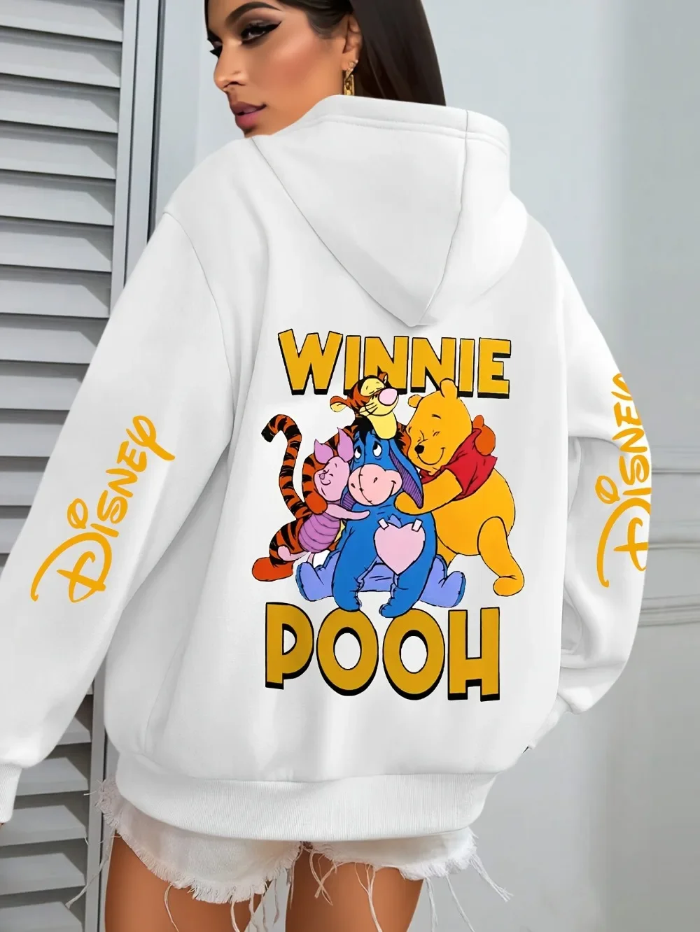 Bluza z kapturem Disney Mały Niedźwiedź Yi'er i inni towarzysze, długi rękaw, jesień-zima, odzież damska