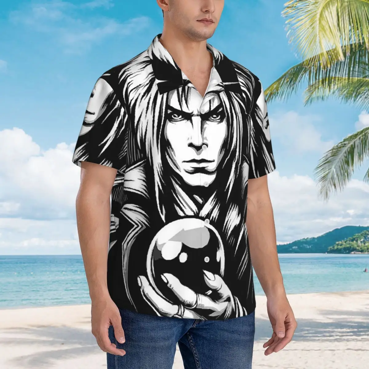 

Jareth The Goblin King Labyrinth- It's Only Forever Hawaiian Shirts Fashion Men Short Sleeve Shirt Summer Beach Men's Lapel Tops