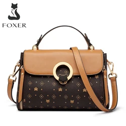 FOXER Women's Shoulder Bag Vintage Signature Tote Bag 2026 Luxury Fashion Female Handbag Crossbody Purse