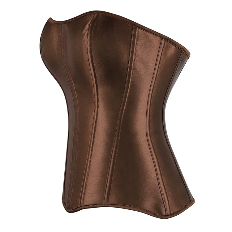 Frauen Vollbrust Korsett Top Schwarz Weiß Satin Einfache Elegante Bustier Gothic Zipper Taille Cincher Shapewear Sexy Korset – Detail 30