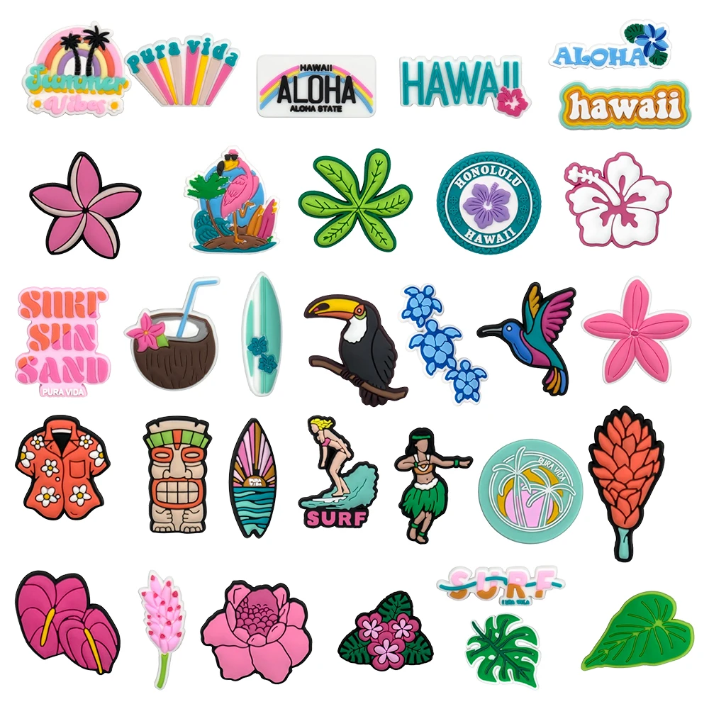 1-32 قطعة نبات هاواي السلاحف حذاء سحر مزيج بالجملة بولي كلوريد الفينيل الديكور مشبك صالح صندل حذاء انفصال مقاوم للماء إلى هدية X-mas