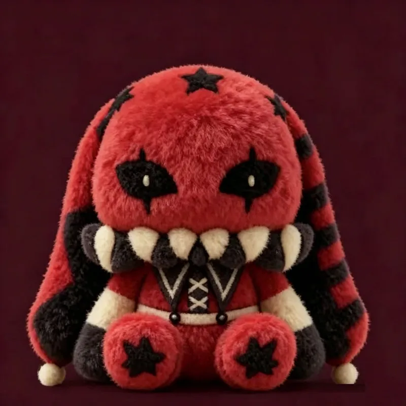 The Freak Circus Pierrot Plush Bunny Star Print Striped Long Ear Soft Stuffed Plush Toy Home Decor For Adult Collectors
