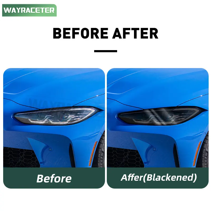 2 قطعة سيارة العلوي تينت المدخن الأسود طبقة رقيقة واقية الجبهة شفافة ملصق من البولي يوريثان لسيارات BMW M3 G80 G81 M4 G82 G83 2021 2023 2024 #6