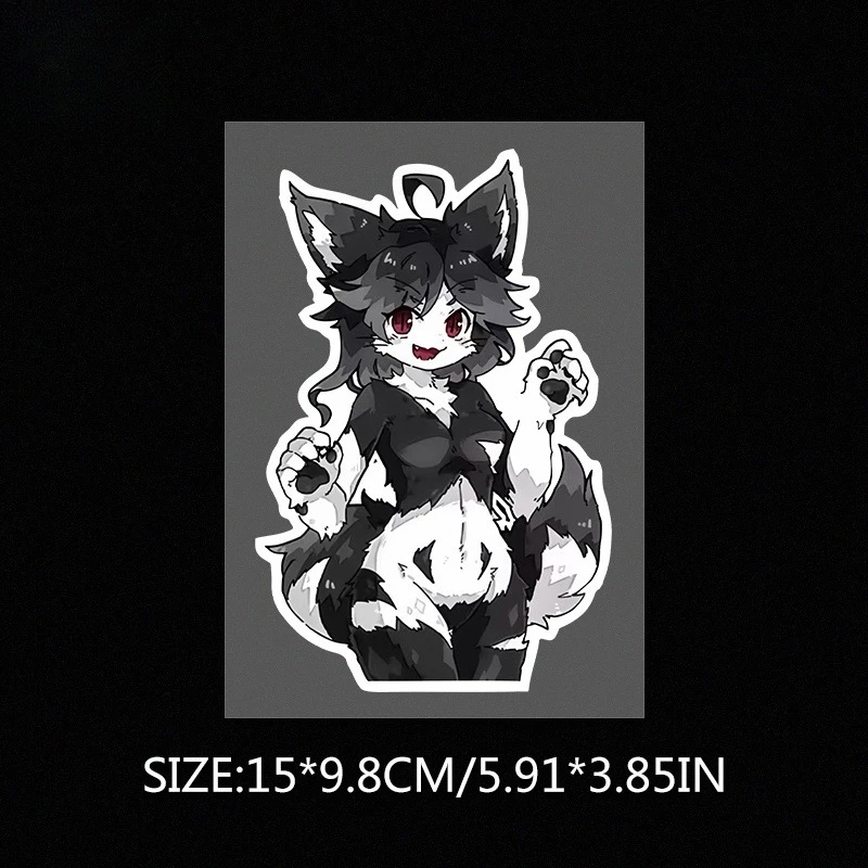 Charming Furry Kitten Girl Waterproof Sticker, Cartoon Wall Art for Room Bathroom Decor