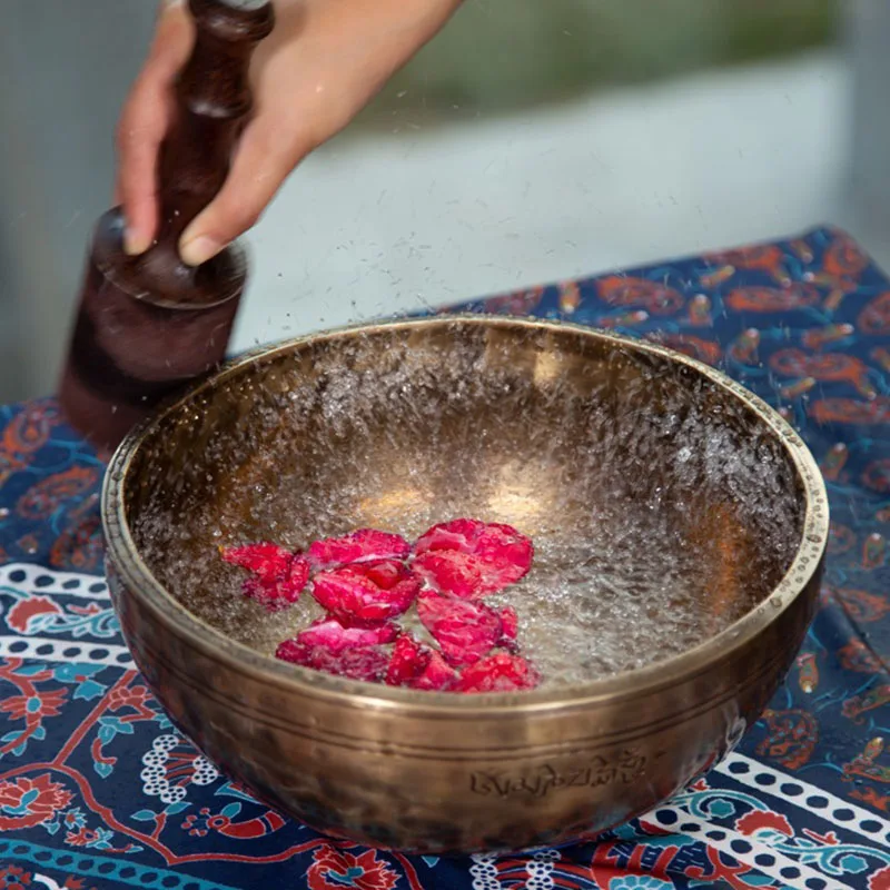 Full Moon Nepal Singing Bowl strumenti a percussione fatti a mano campane tibetane campane tibetane massaggio di meditazione accessorio per la consapevolezza dello Yoga