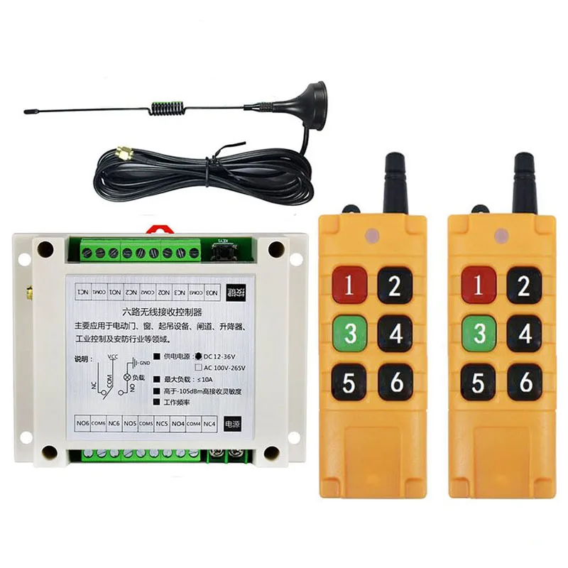 433M Ndustrial DC 12V 24V 36V 8CH RF Wireless Remote Control Switch Radio Receiver With 20-2000M Long Distance Remote controller