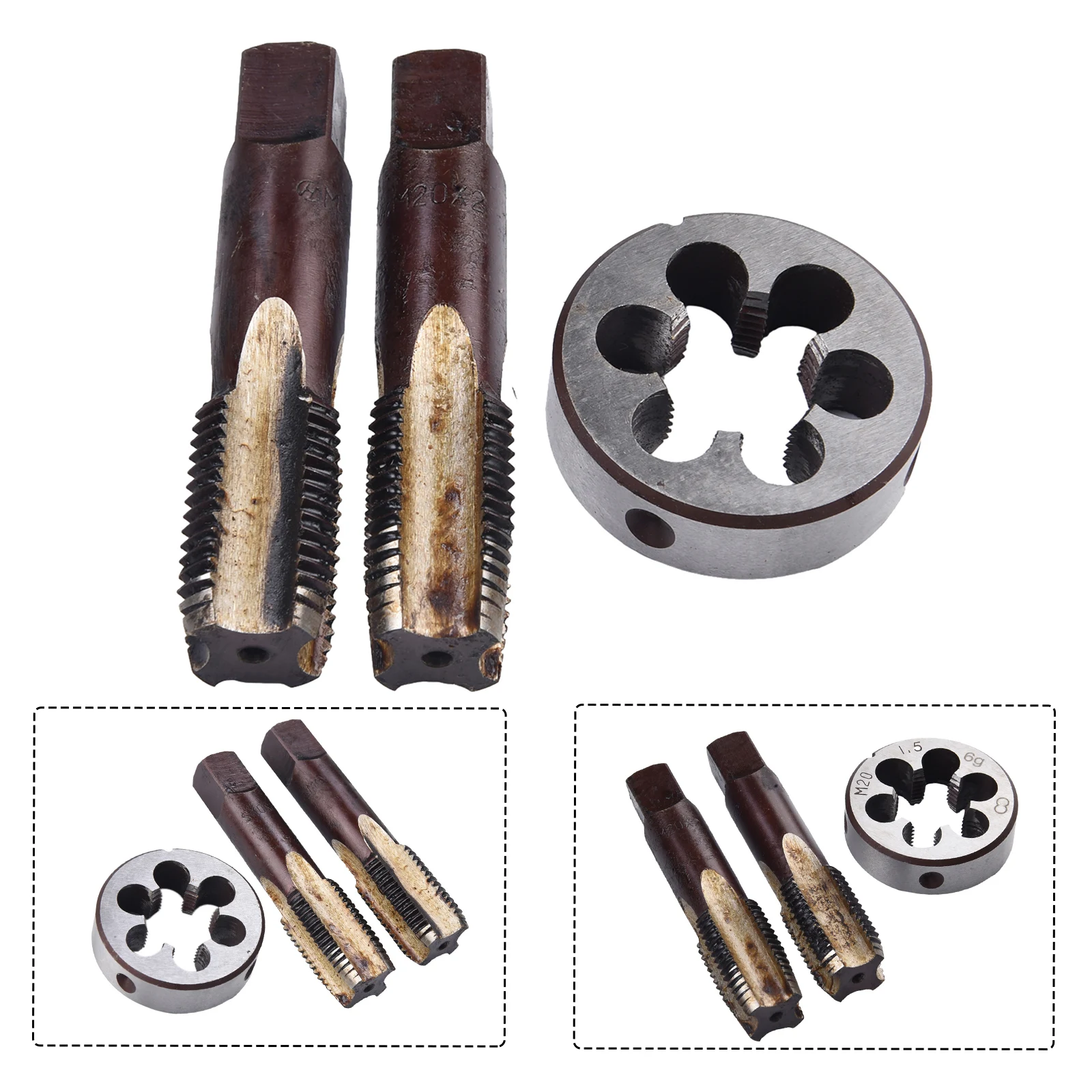 

Metric Thread Metric Thread Right Hand M20 x 15mm Taper & Plug Tap and Die Set High Speed Steel HSS Material 3pcs